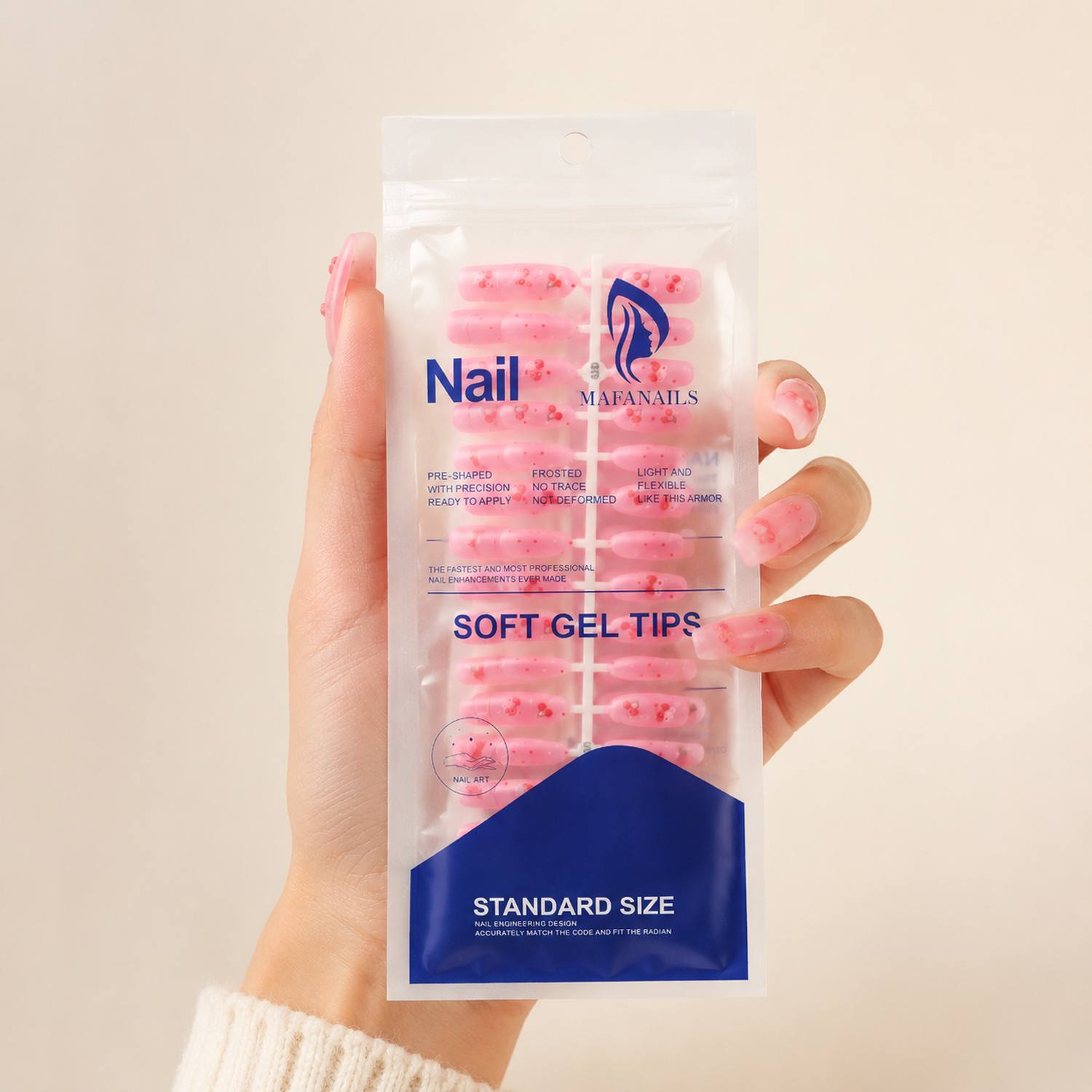 Nail Art Pink Soft - 1 paquete de uñas postizas suaves