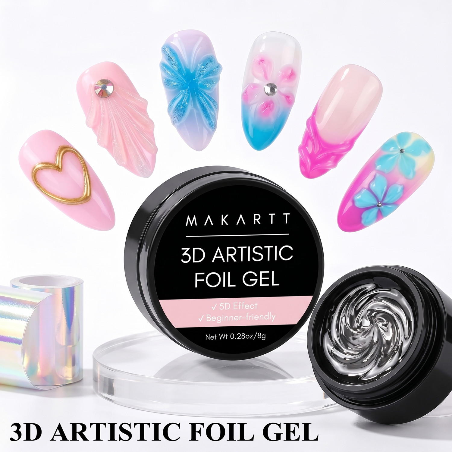 Nail Foil Transfer - Makartt Gel 3D para Uñas 8ml,