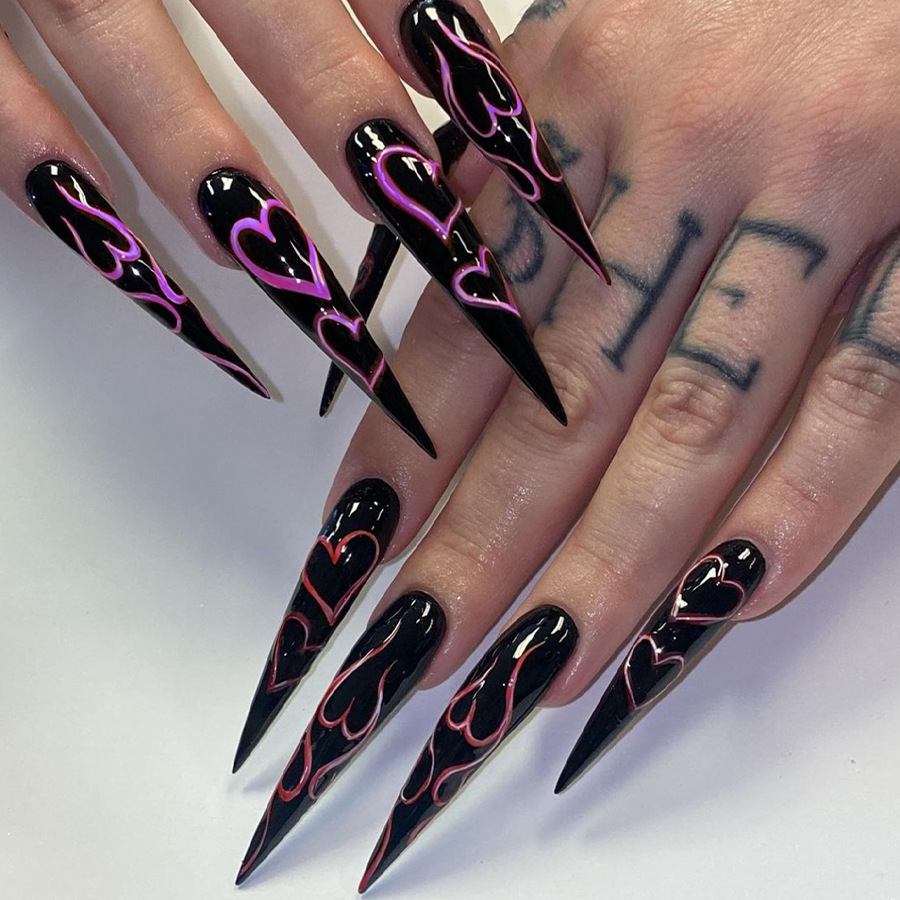 24 Uds uñas postizas de aguja  - Nail Art Y2K reseña y precio