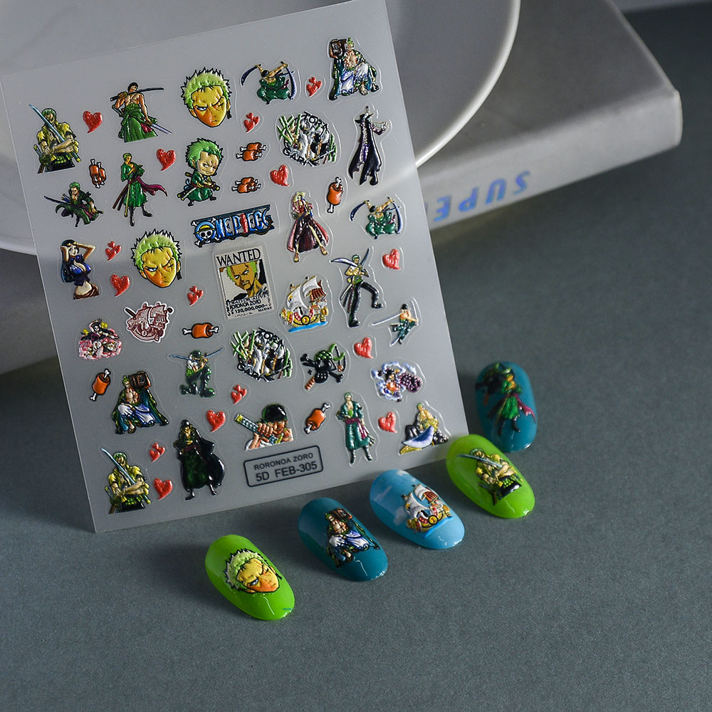 1PCS 5D Pegatinas Portátiles p - Nail Art Zoro One Piece reseña y precio