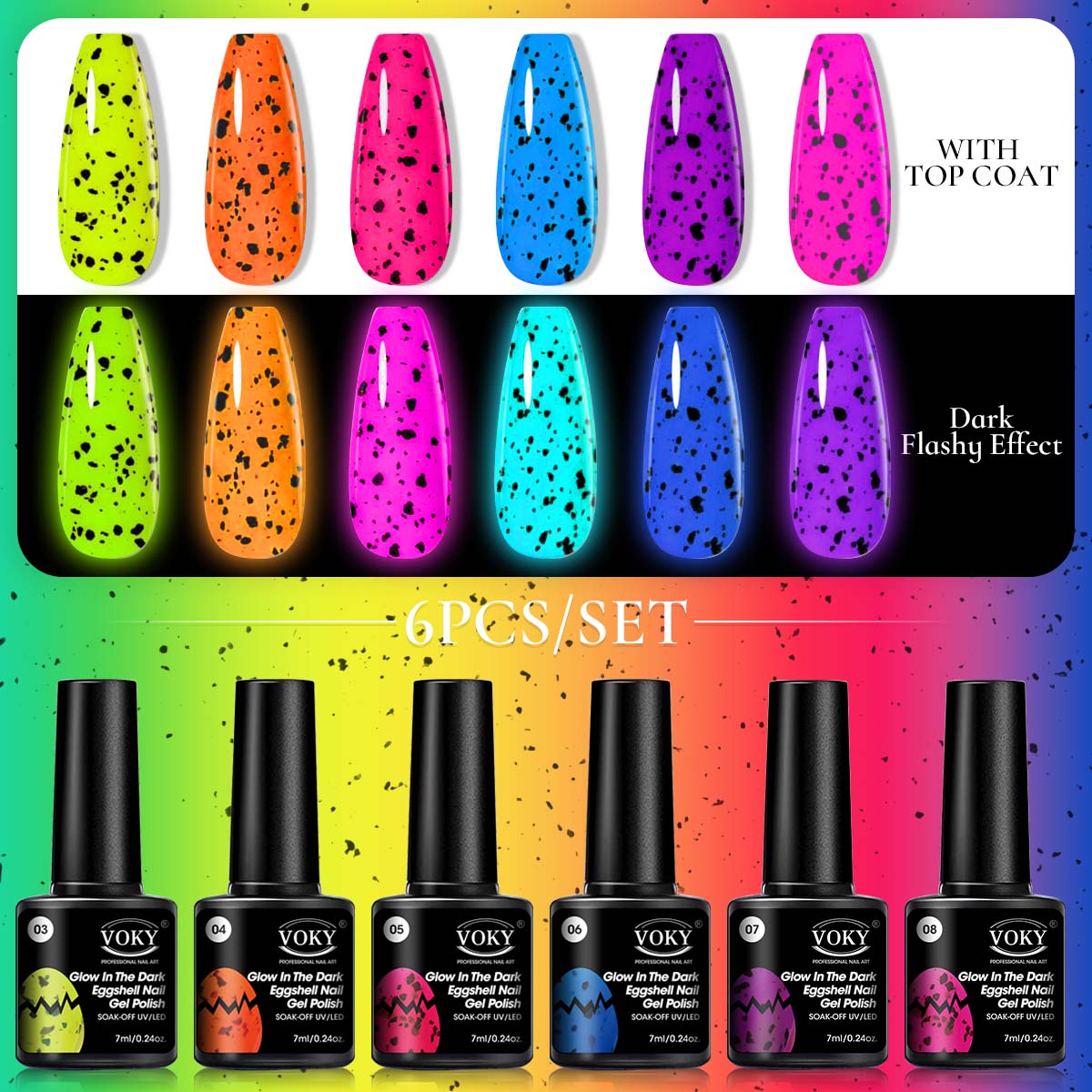 VOKY 6 unids/set fluorescente  - Nail Art Queen reseña y precio