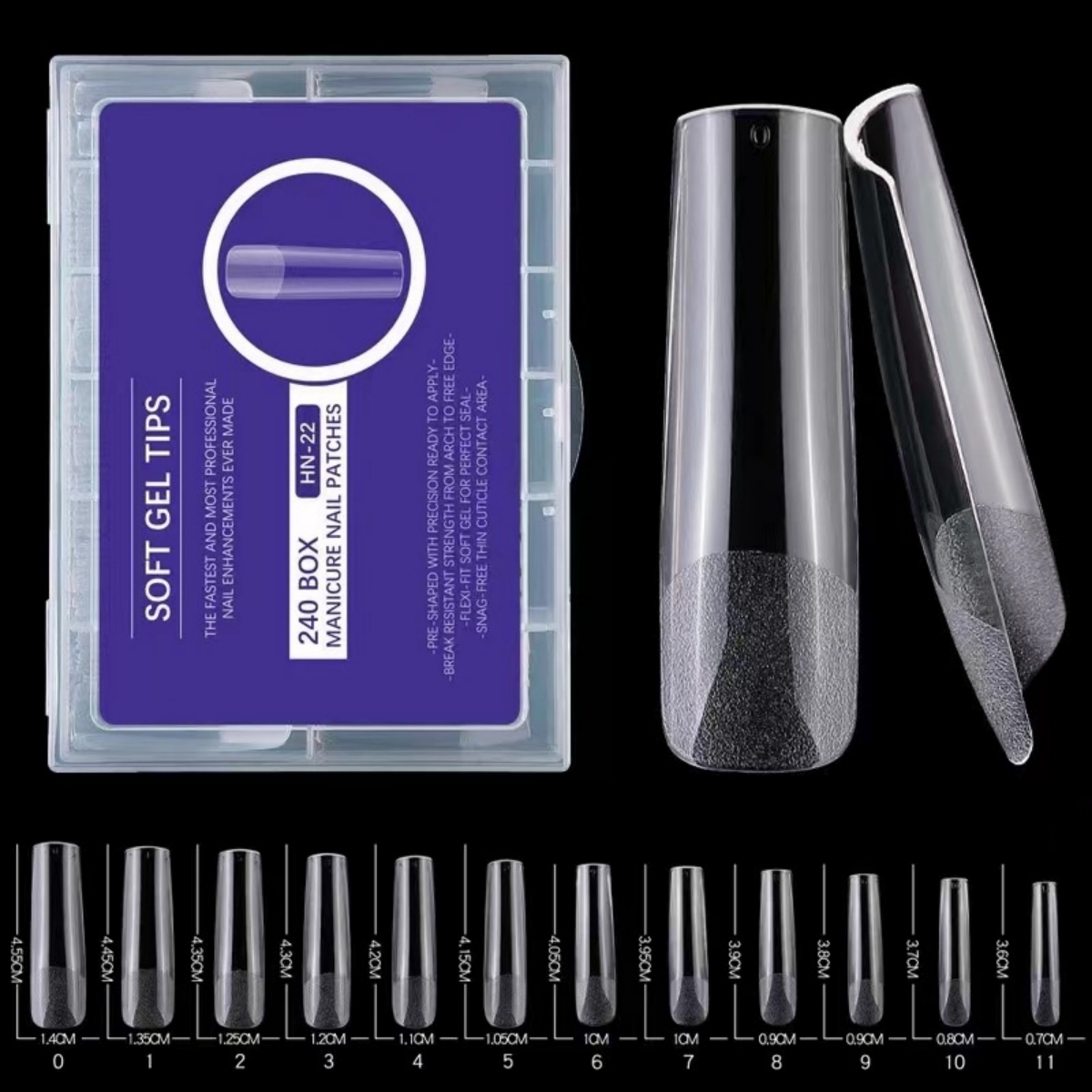 240 Uds XXL cuadrado largo cub - Nail Art Xxl reseña y precio